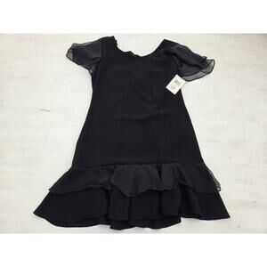 VTG CDC Evening Dress Womens 8 Black Formal Made USA EUC Padded Shoulders